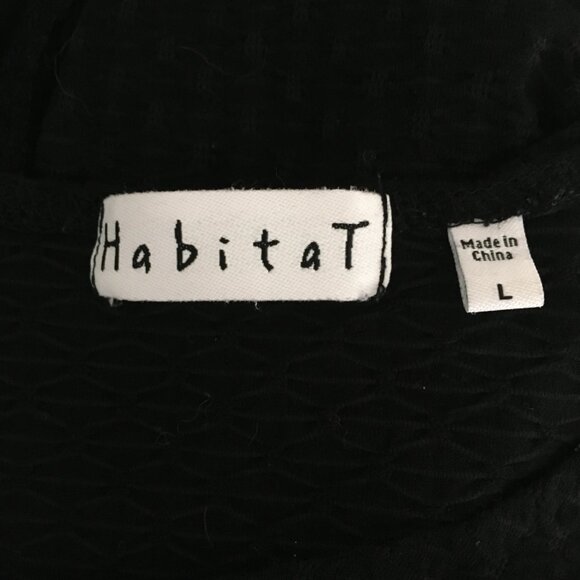 Habitat Black Textured 3/4 Sleeve Lagenlook Top with Pockets Women's Size L - Picture 9 of 10